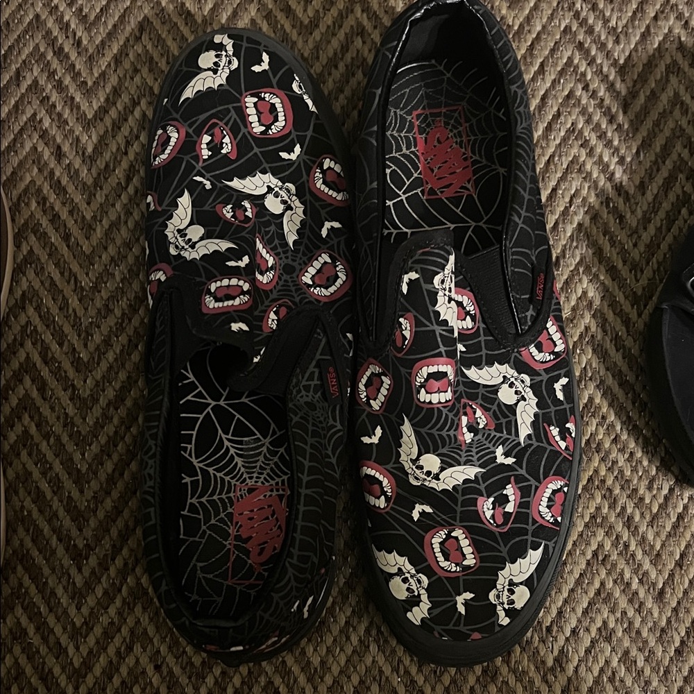 Vans Black and White vampires Slip-On Sneakers